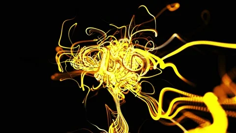 Abstract beautiful background of glowing yellow flow of lines made of particles Stock Footage 140217283