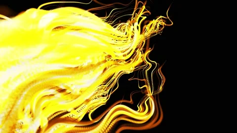 Abstract beautiful background of glowing yellow flow of lines made of particles Stock Footage 140217416