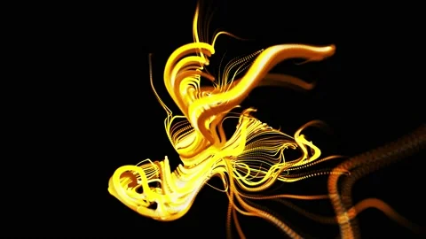 Abstract beautiful background of glowing yellow flow of lines made of particles Stock Footage 140217509