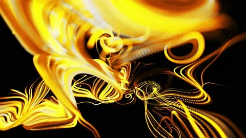 Abstract beautiful background of glowing yellow flow of lines made of particles Stock Footage 140217573