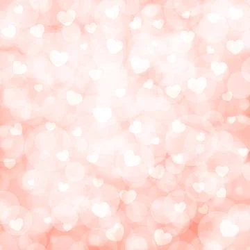 Abstract beautiful blurred bokeh background with white hearts on a pink bac.. Stock-Illustration