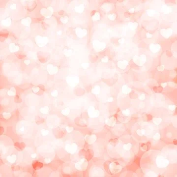 Abstract beautiful blurred bokeh background with white and pink hearts on a.. Stock Illustration