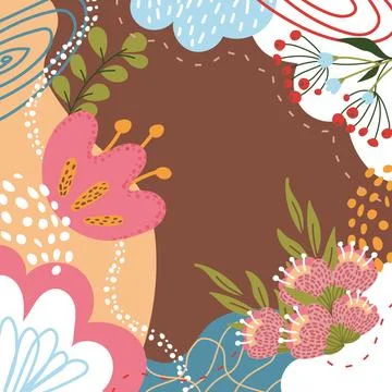 Abstract beautiful floral pattern with square shaped flowers and leaves Stock Illustration