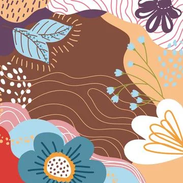 Abstract beautiful floral pattern with square shaped flowers and leaves Stock Illustration