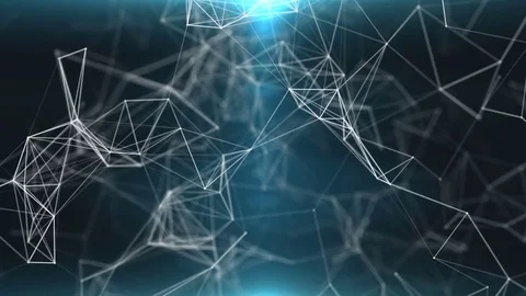 Abstract beautiful geometric background with moving lines, dots and triangles Stock Footage 76269201