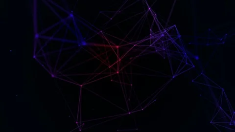Abstract beautiful geometric background with moving lines, dots and triangles Stockbeeldmateriaal 76272247