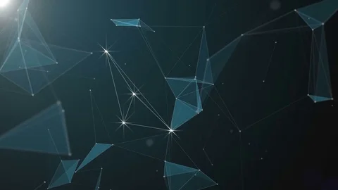 Abstract beautiful geometric background with moving lines, dots and triangles Stock Footage 76295562