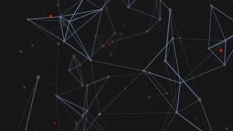 Abstract beautiful geometric background with moving lines, dots and triangles Stock Footage 76296054