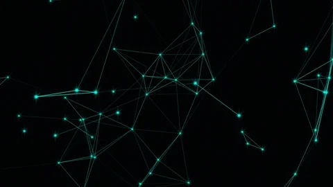 Abstract beautiful geometric background with moving lines, dots and triangles Stockbeeldmateriaal 79268093