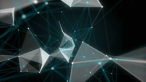 Abstract beautiful geometric background with moving lines, dots and triangles Stock Footage 104555107