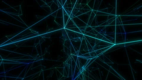 Abstract beautiful geometric background with moving lines, dots and triangles Video stock 114117972