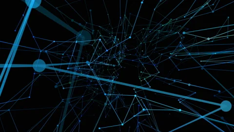 Abstract beautiful geometric background with moving lines, dots and triangles Stock Footage 114306390