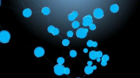 Abstract beautiful geometric background with moving lines, dots, circle. Plexus Stock Footage 125360729