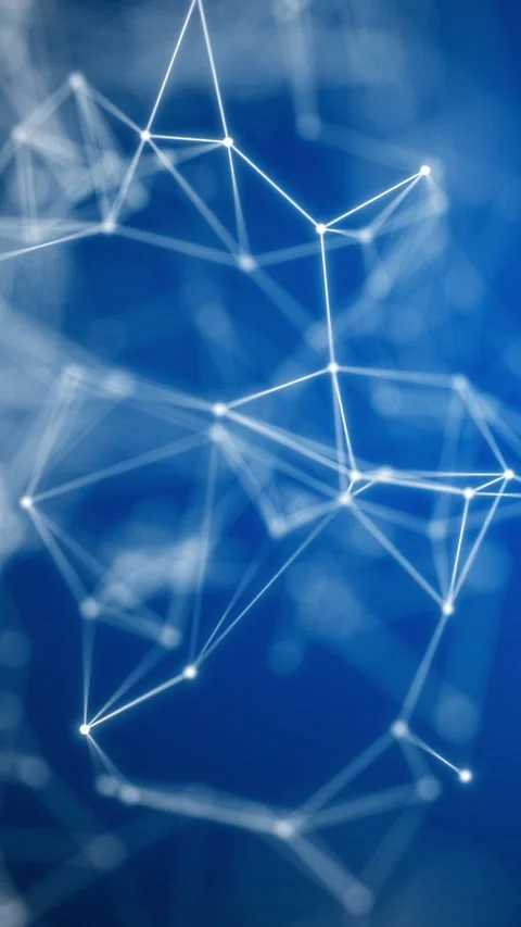 Abstract beautiful geometric background with moving lines, dots and triangl.. Stock Footage 226237178