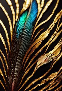 Abstract beautiful gold feather pattern Stock Illustration