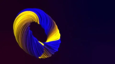 Abstract beautiful three-dimensional multi-colored luminous yellow-blue twist Stock Illustration