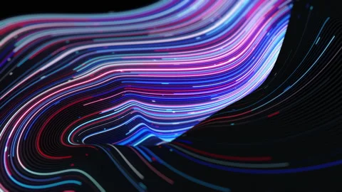Abstract beautiful video. Neon waves move harmoniously. Stock Footage 213959587