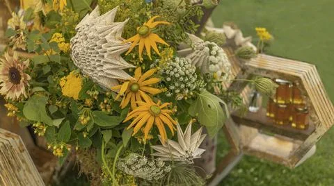Abstract bee friendly flower display Stock Photos