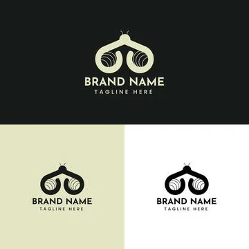 Abstract Bee Shaped Logo Template Minimalist Insect Icon Design 스톡 일러스트