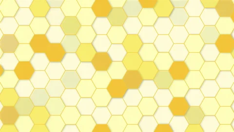 Abstract beehive with hexagon grid cells on yellow background. Loop animation Stock Footage 289227736