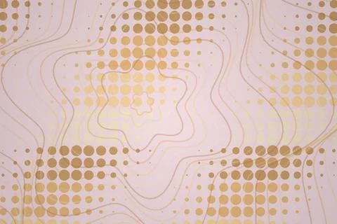 Abstract beige and gold pattern with dots and wavy lines Stock Photos