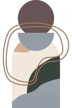 Abstract beige boho nature wall art decor illustration background Stock Illustration