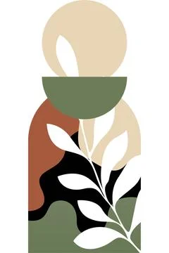 Abstract beige boho nature wall art decor illustration background Stock Illustration