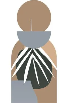 Abstract beige boho nature wall art decor illustration background Illustrazione stock