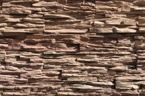 Abstract beige brown slate pattern stone block wall texture for background and Stock Photos