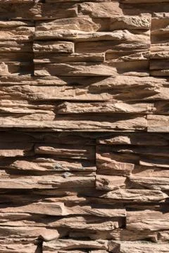 Abstract beige brown slate pattern stone block wall texture for background and Stock Photos