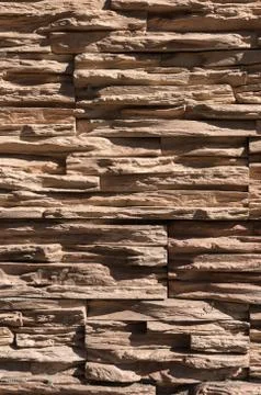 Abstract beige brown slate pattern stone block wall texture for background and Stock Photos