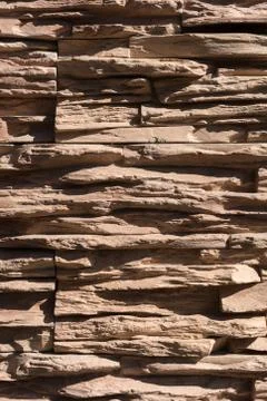 Abstract beige brown slate pattern stone block wall texture for background and Stock Photos