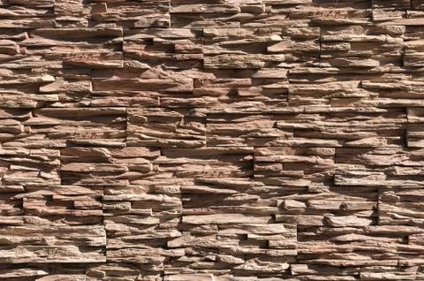 Abstract beige brown slate pattern stone block wall texture for background and Stock Photos