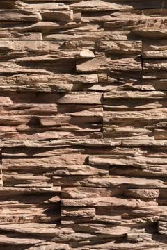 Abstract beige brown slate pattern stone block wall texture for background and Stock Photos