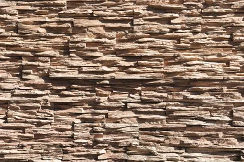 Abstract beige brown slate pattern stone block wall texture for background and Foto stock