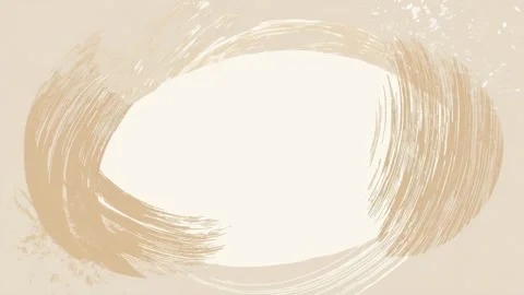 Abstract beige brush stroke oval frame with copy space text overlay, hand d.. Stockbeeldmateriaal 342046469