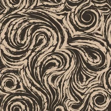 Abstract beige vector texture made of smooth spirals and loops. Fiber of wood or Stock Illustration