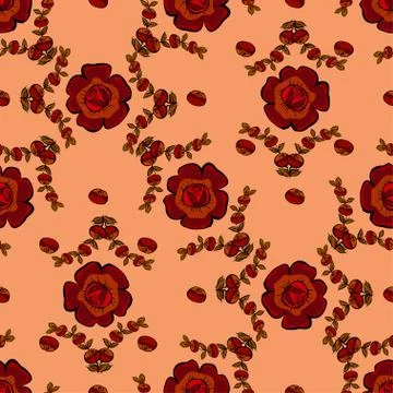Abstract berries floral seamless pattern Stock Illustration