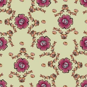 Abstract berries floral seamless pattern Stock Illustration