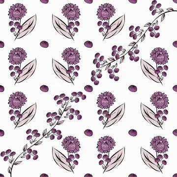 Abstract berries floral seamless pattern Stock Illustration