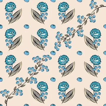 Abstract berries floral seamless pattern Stock Illustration
