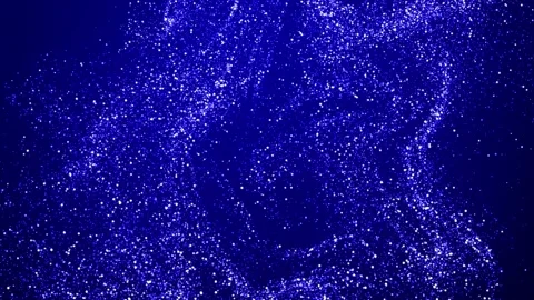 Abstract bg with blue magic glitters fly in air in slow motion and form Stock Footage 136578705