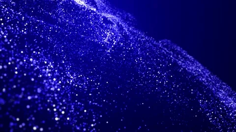 Abstract bg with blue magic glitters fly in air in slow motion and form Stock Footage 143016396