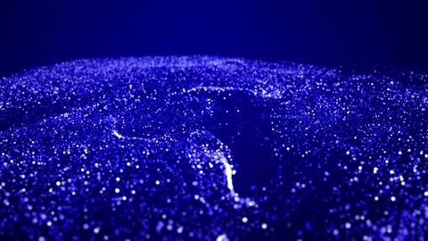 Abstract bg with blue magic glitters fly in air in slow motion and form Stock Footage 148053211