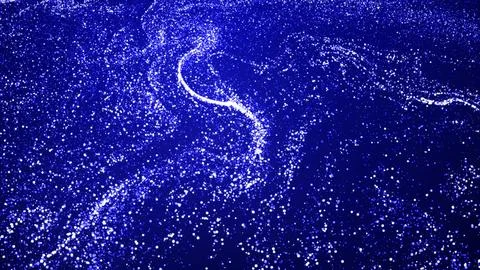 Abstract bg with blue magic glitters fly in air and form beautiful swirls Stock Illustration