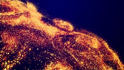 Abstract bg, golden magic glitters fly in air in slow motion and form beautiful Stock Footage 136580022