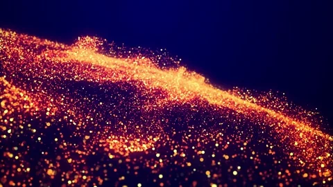 Abstract bg, golden magic glitters fly in air in slow motion and form beautiful Stock Footage 143014098