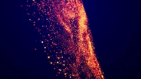 Abstract bg, golden magic glitters fly in air in slow motion and form beautiful Stock Footage 143014537