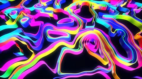 Abstract bg with multicolor lines or ribbons forming curl noise on plane Stock Illustration