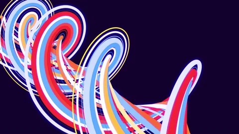 Abstract bg with multicolored particles and lines twisted into spirals rotate Stock Footage 162423685
